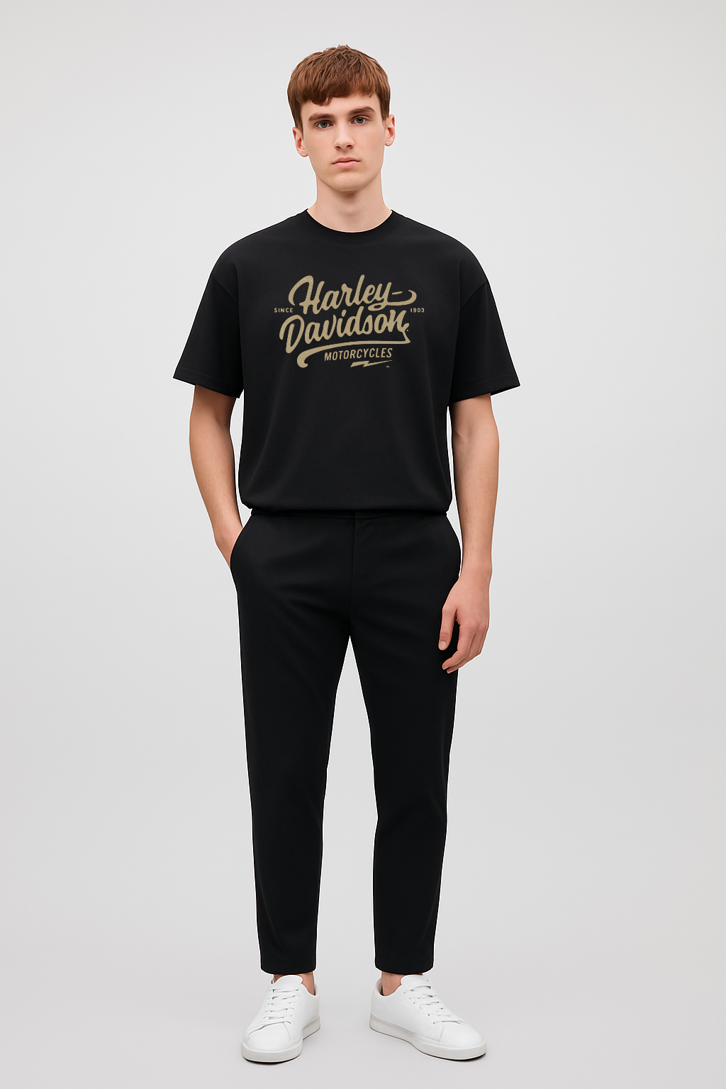 Harley Davidson Graphic Tee - Black Oversized