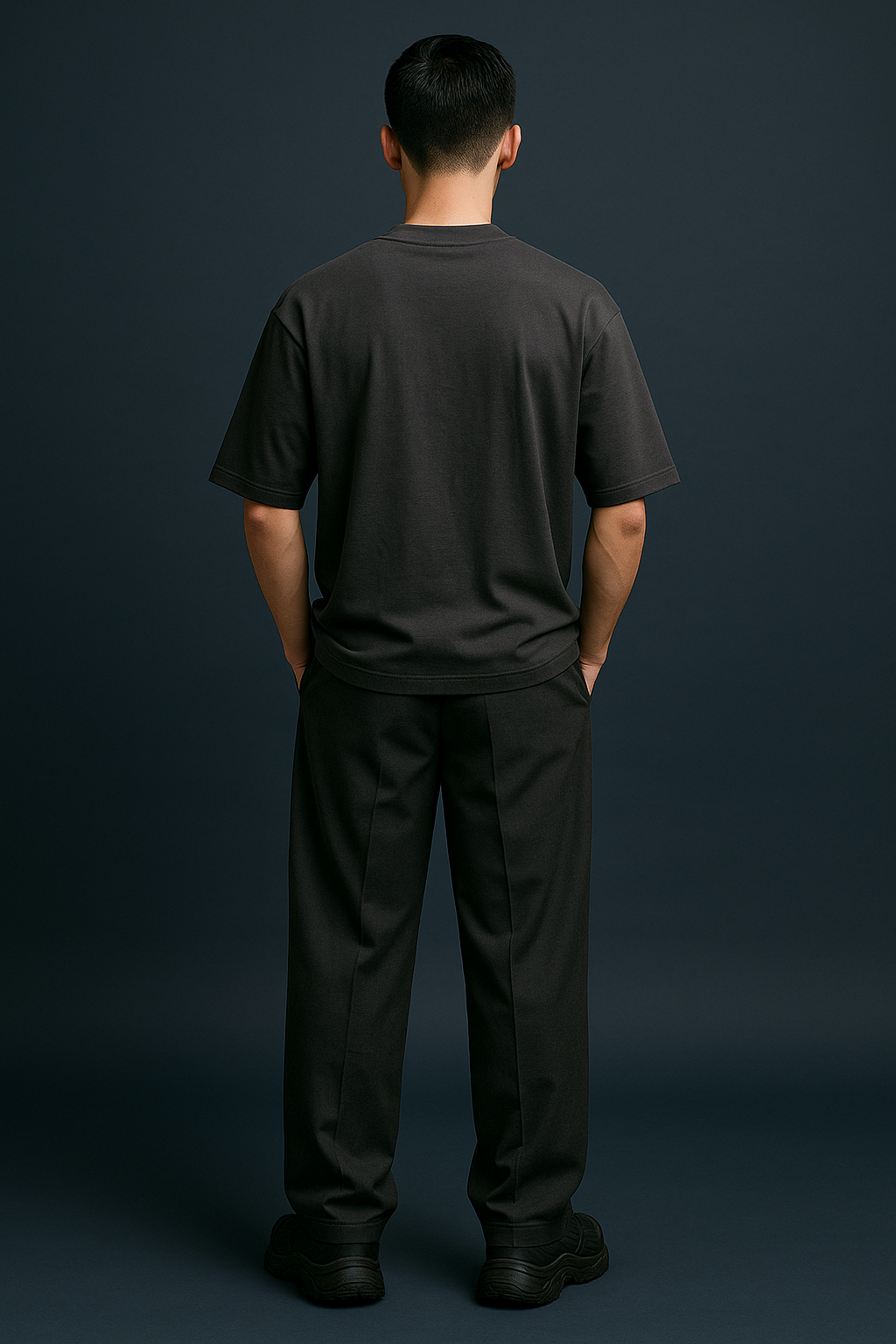 Gray Drop Shoulder Cotton T-Shirt