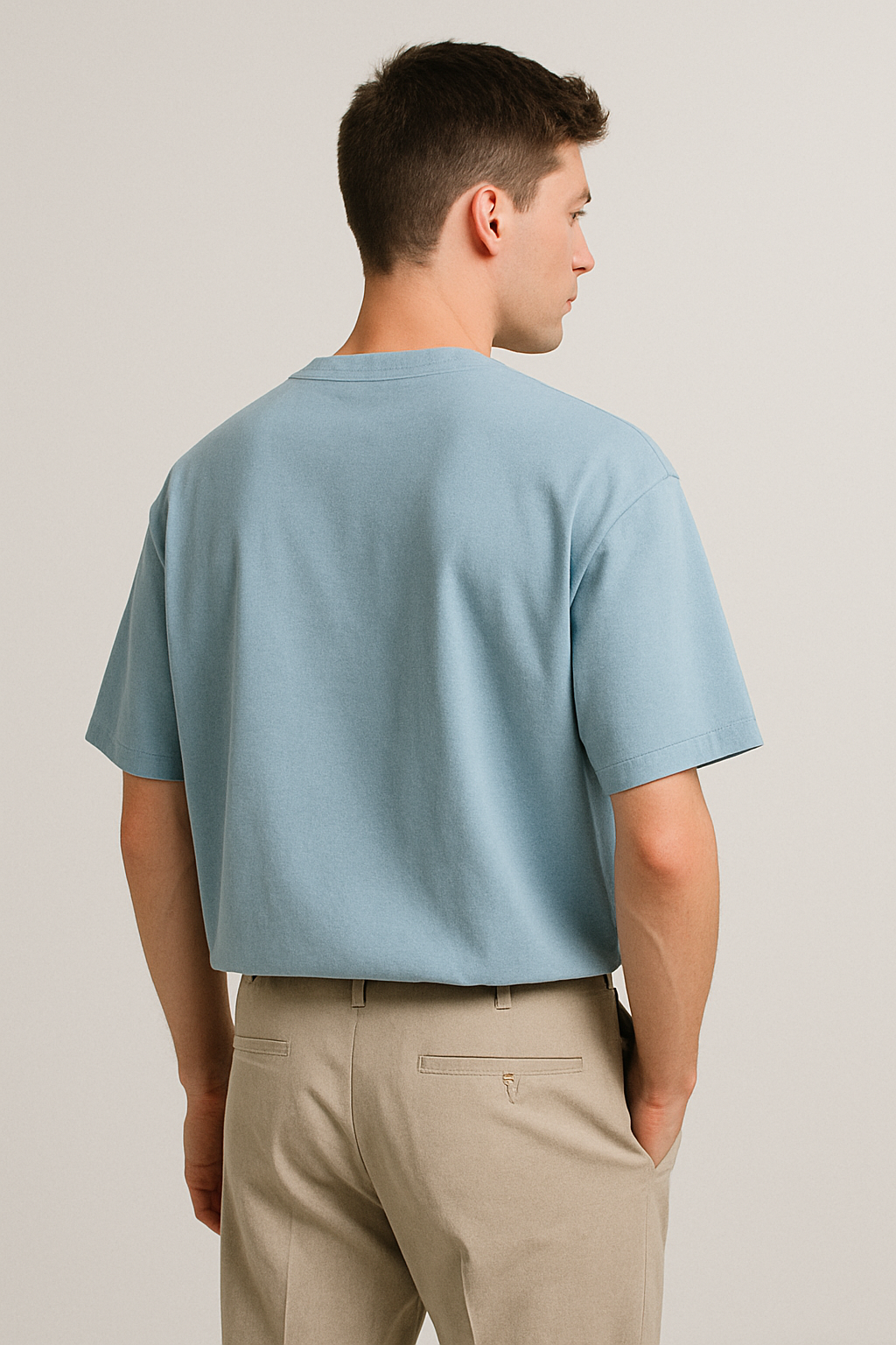 Sky blue Drop Shoulder Cotton T-Shirt