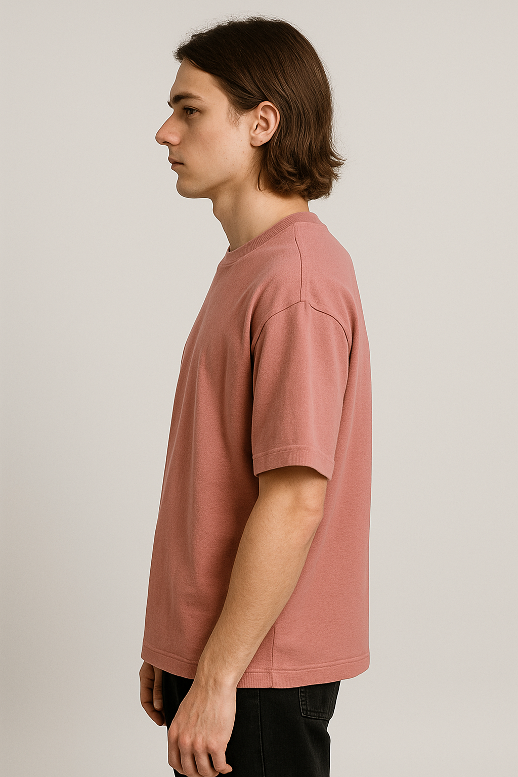 Rose Gold Drop Shoulder Cotton T-Shirt