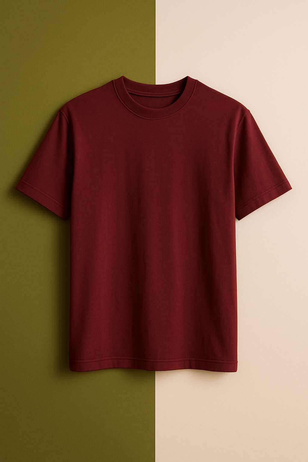 Maroon Regular fit Cotton blend T-Shirt