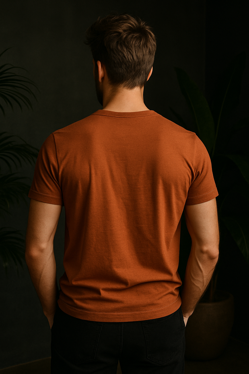 Burnt orange Regular fit Cotton T-Shirt