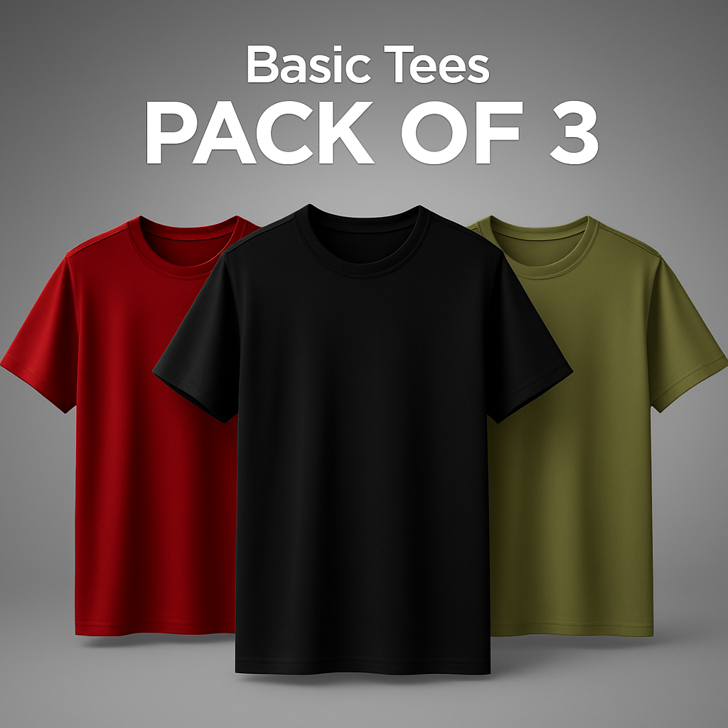 Pack of 3  Black + Olive + Red