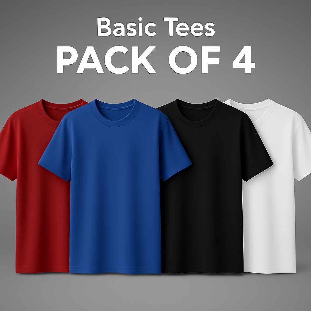 Pack of 4  Black + Royal blue + Red + White