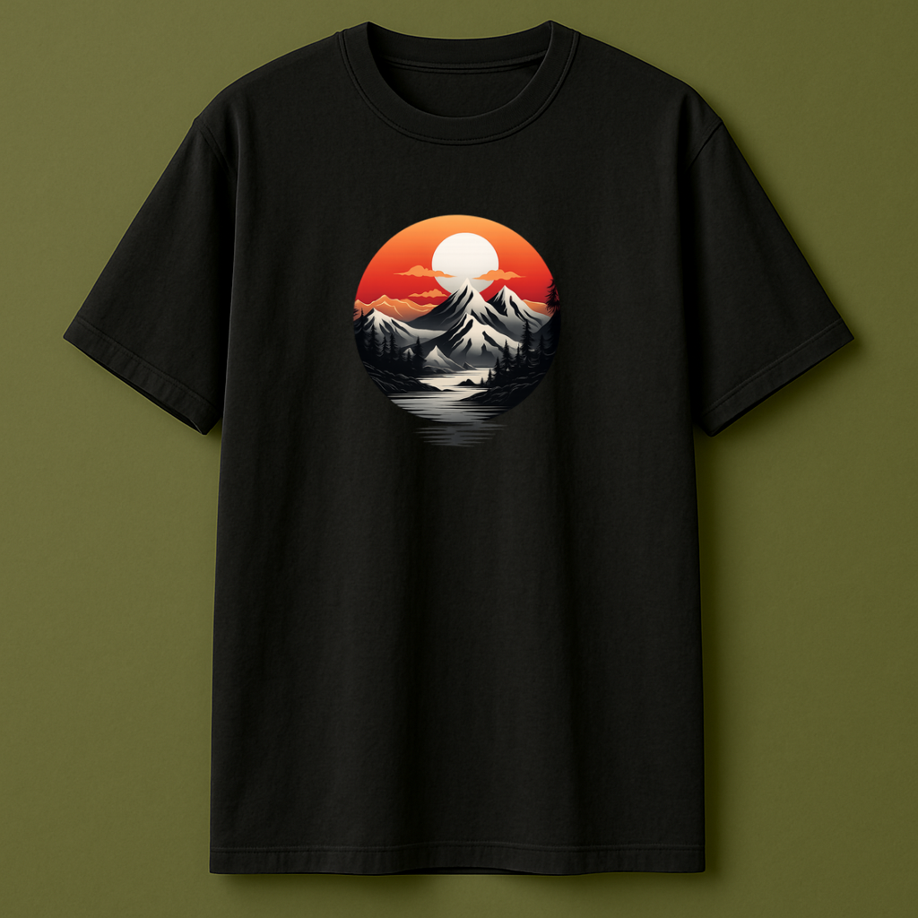 Sunset Mountain Graphic Tee - Oversized