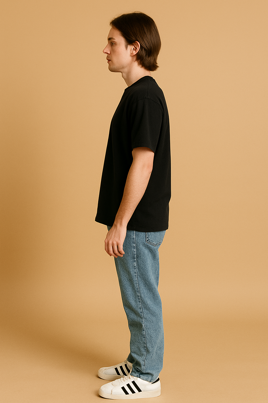 Black Drop Shoulder Cotton T-Shirt