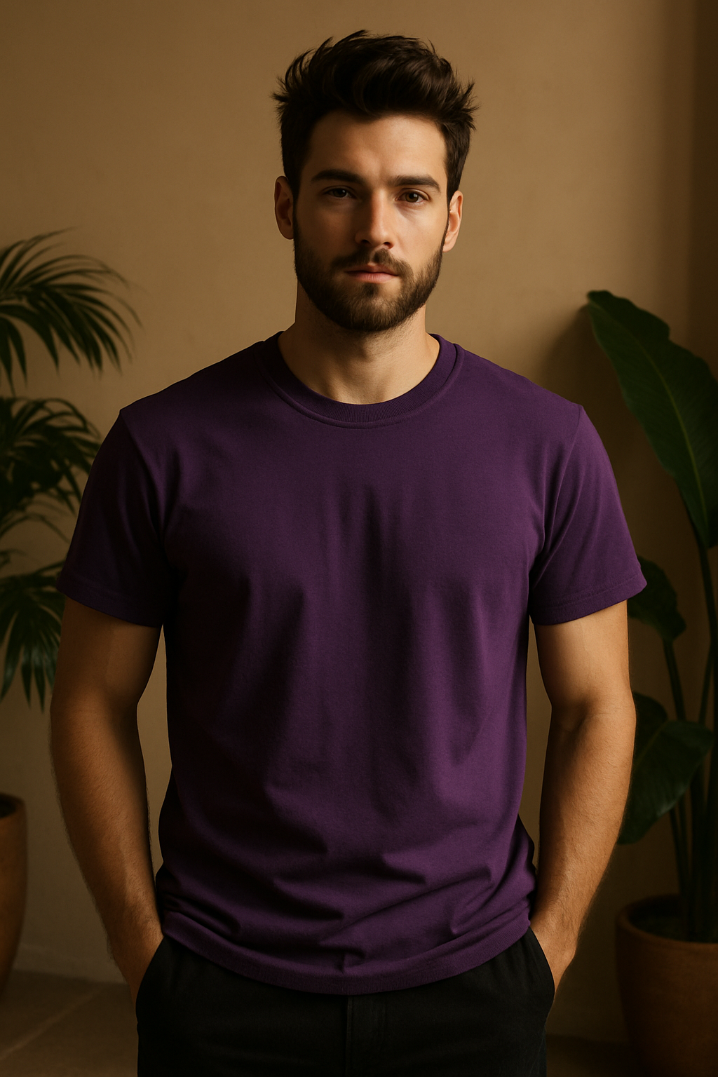 True Purple Regular fit Cotton blend T-Shirt