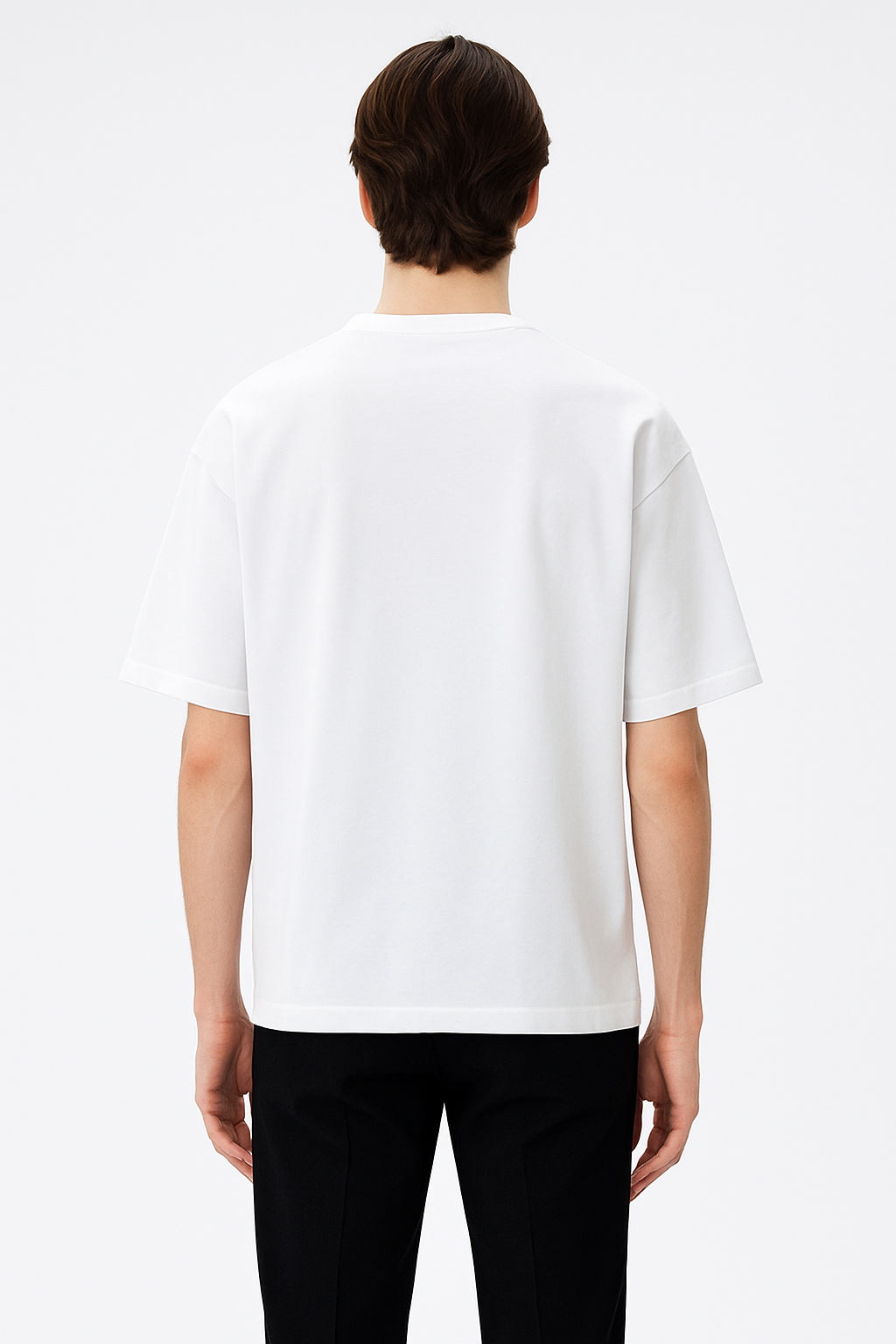 White  Drop Shoulder Cotton T-Shirt