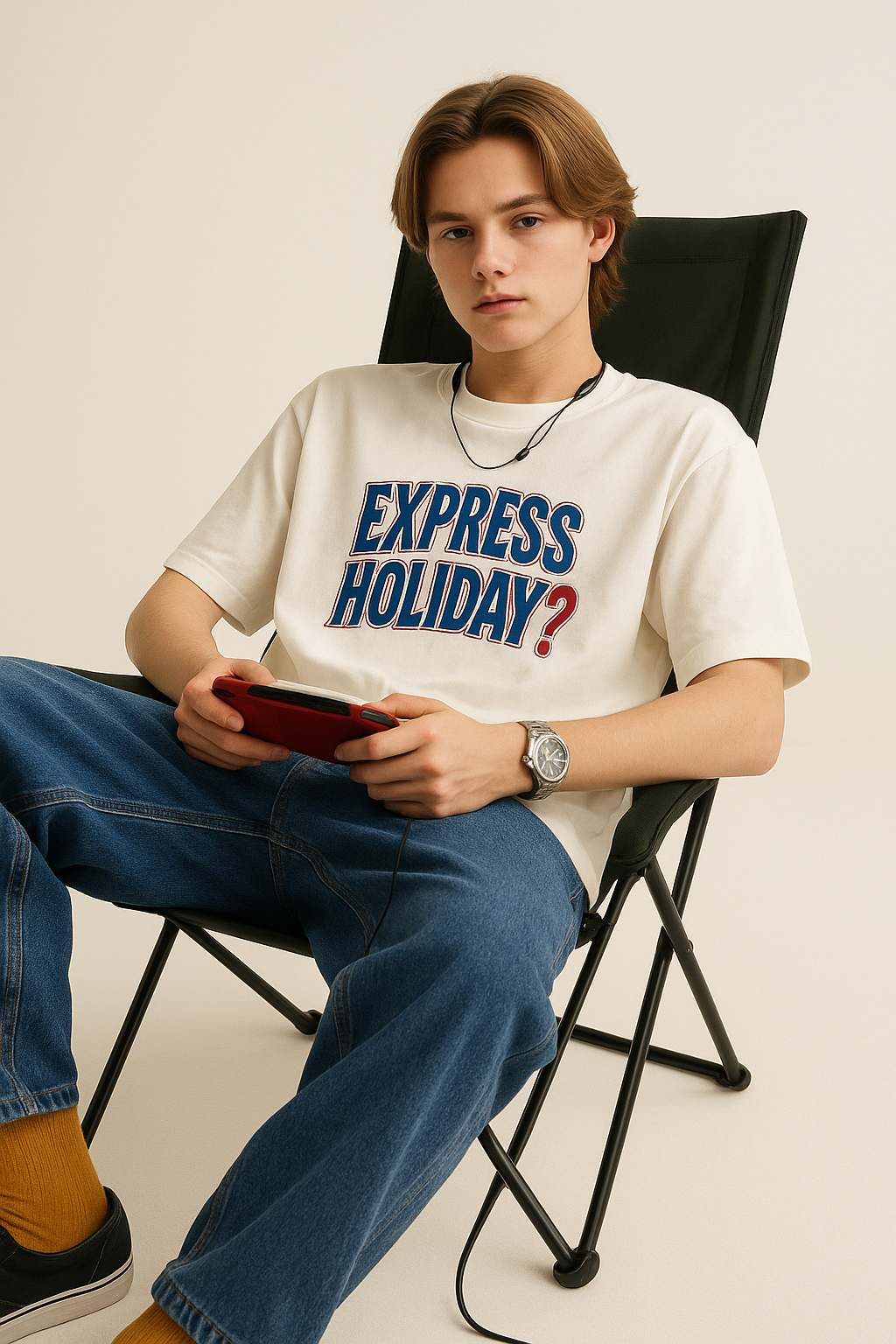Express holiday Graphic Tee - Beige Oversized