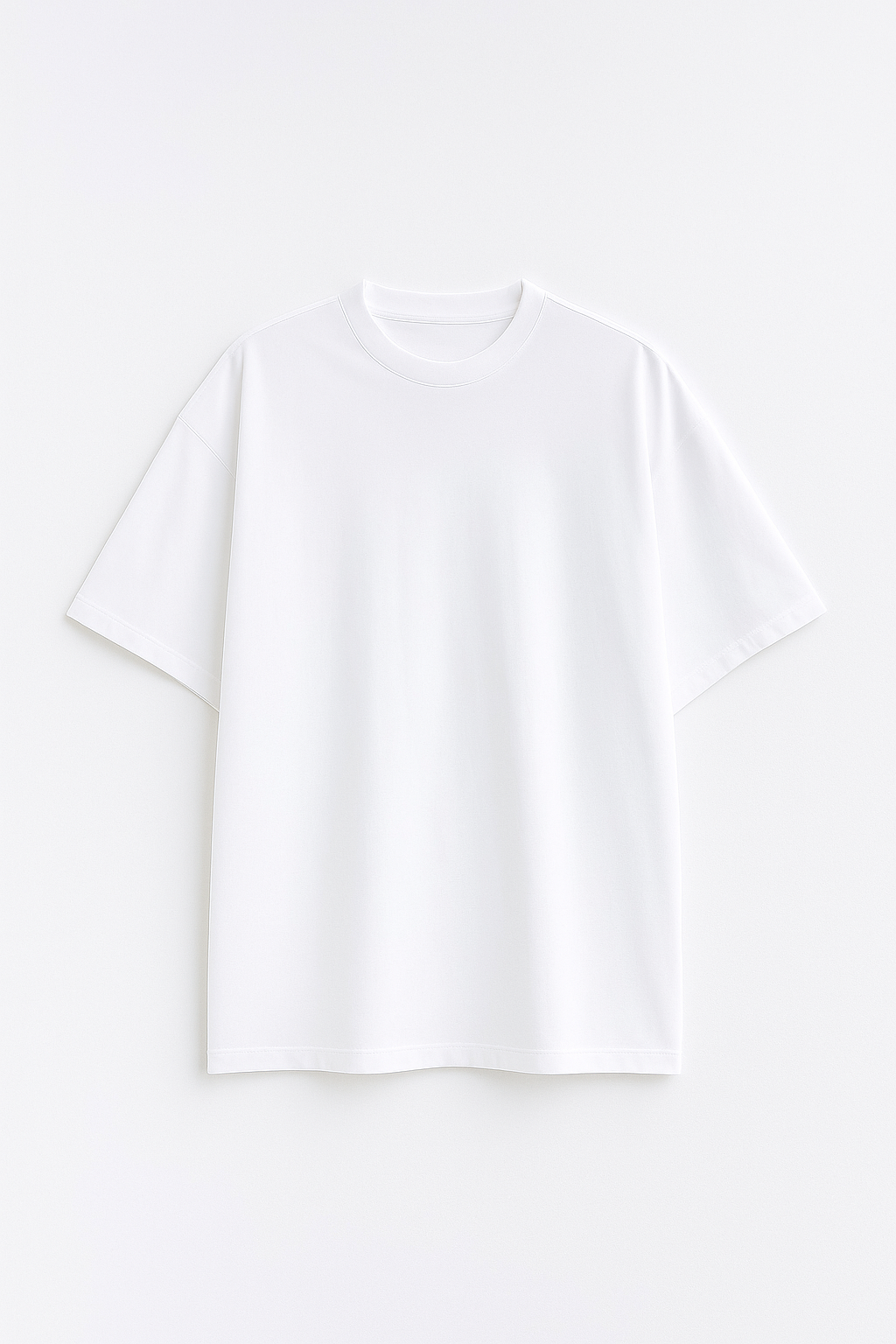 White  Drop Shoulder Cotton T-Shirt