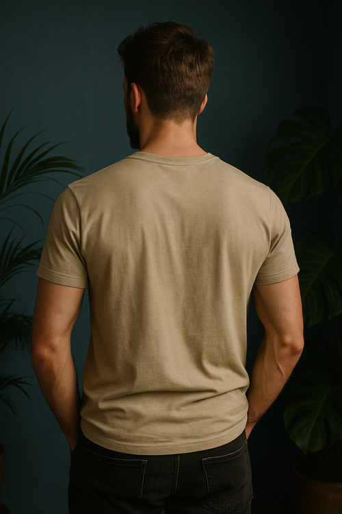 Beige Khaki Regular fit Cotton T-Shirt