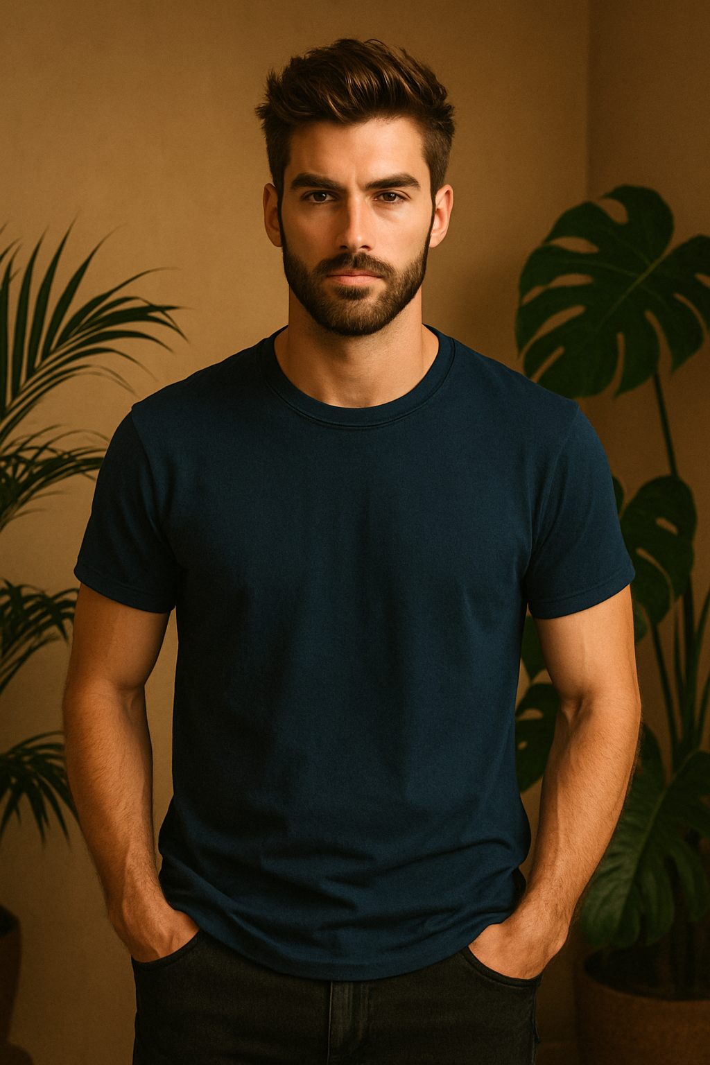 Navy blue Regular fit Cotton T-Shirt