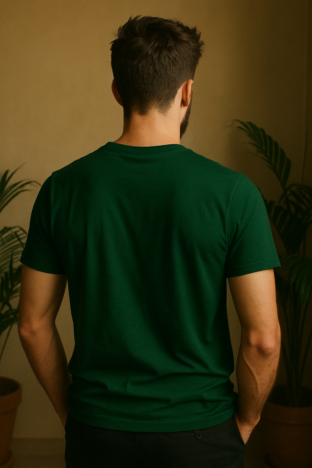 Forest green Regular fit Cotton blend T-Shirt