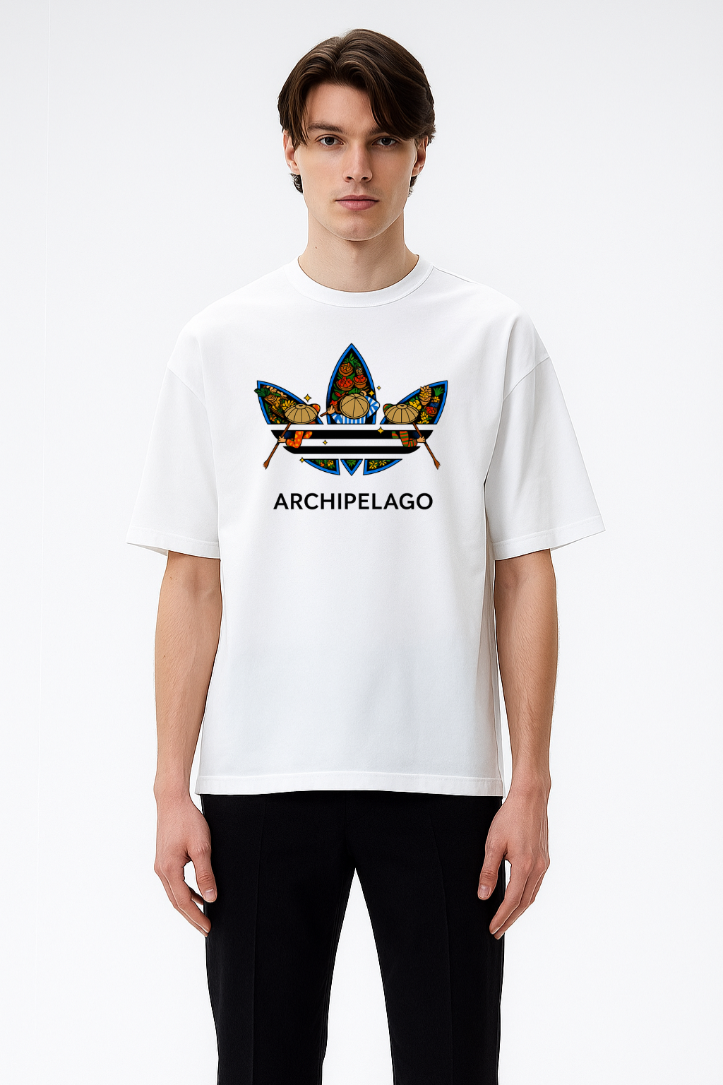 Archipelago Graphic Tee - White Oversized