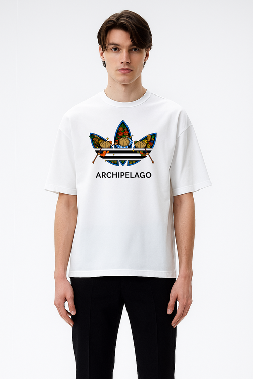 Archipelago Graphic Tee - White Oversized