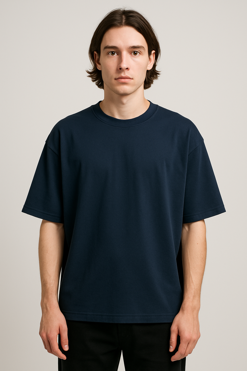 Navy blue Drop Shoulder Cotton T-Shirt