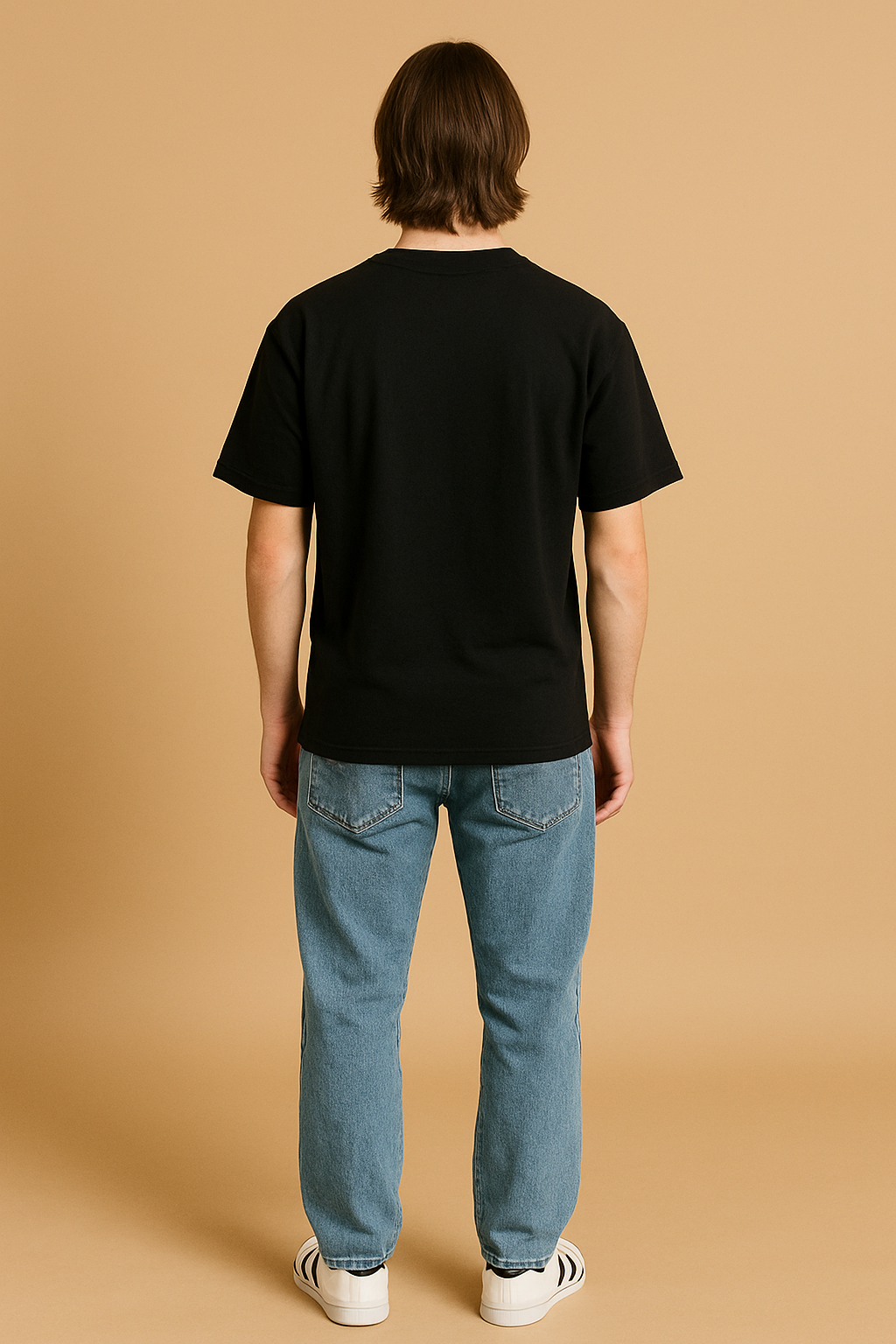 Black Drop Shoulder Cotton T-Shirt