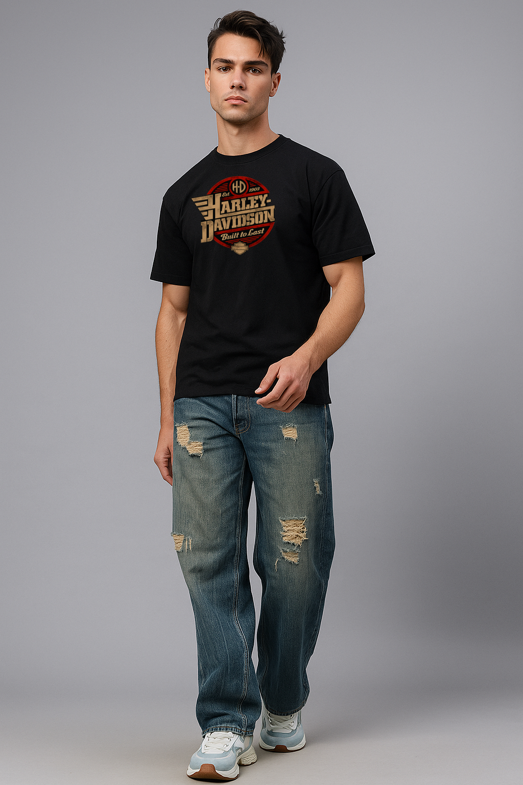 Harley Davidson Graphic Tee - Black Oversized