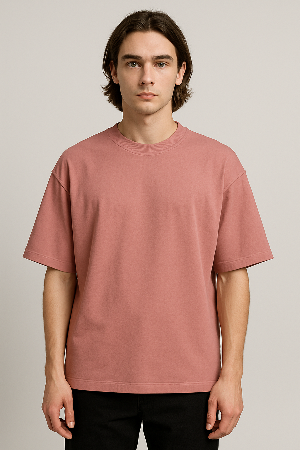 Rose Gold Drop Shoulder Cotton T-Shirt