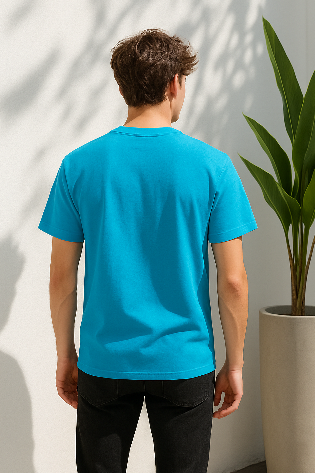 Cyan blue Regular fit Cotton T-Shirt
