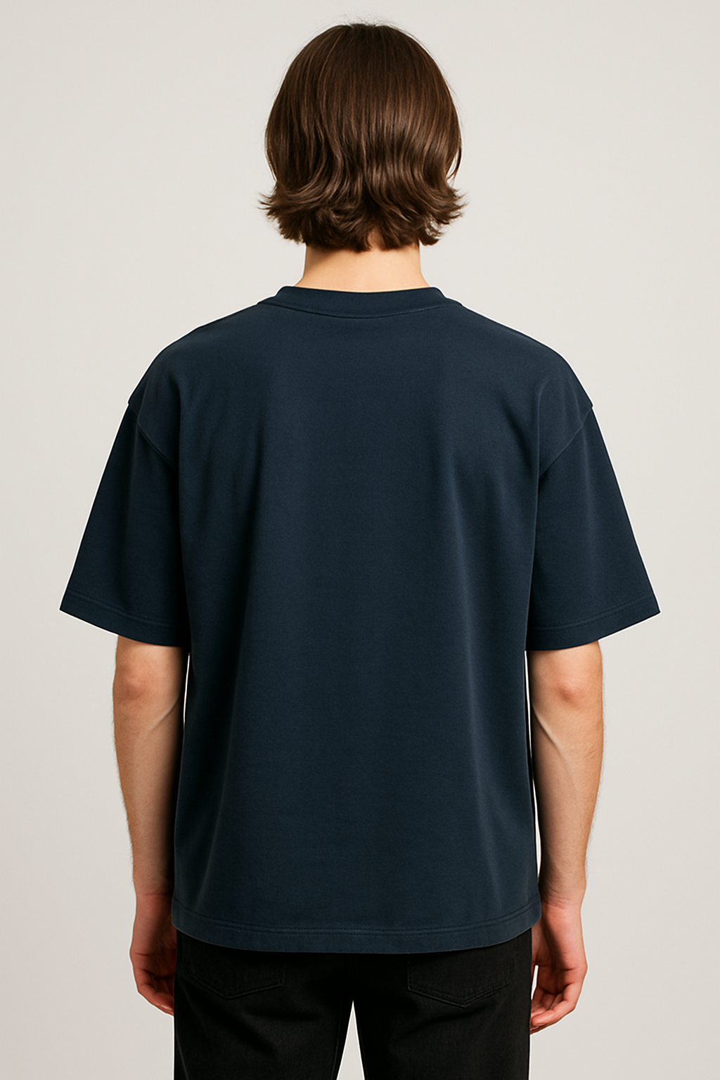 Navy blue Drop Shoulder Cotton T-Shirt