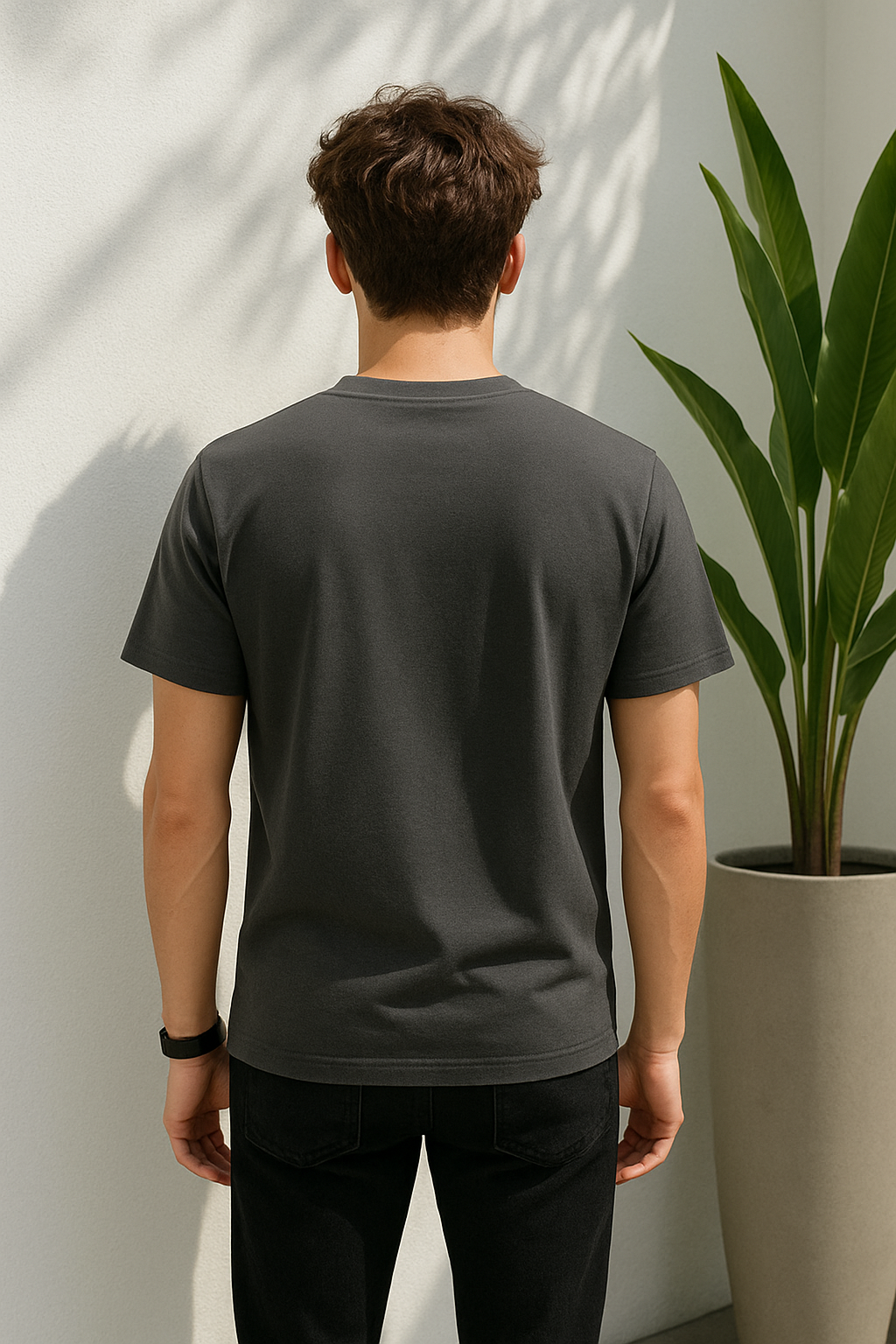Dark gray Regular fit Cotton Lycra T-Shirt
