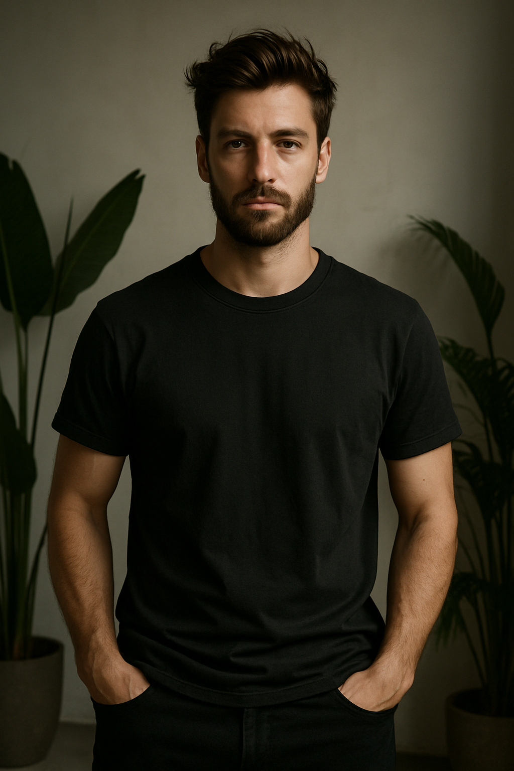 Black Regular fit Cotton T-Shirt