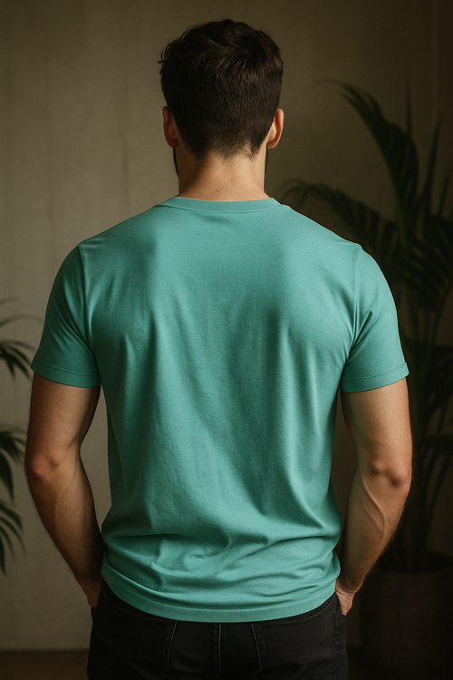 Aqua blue Regular fit Cotton T-Shirt
